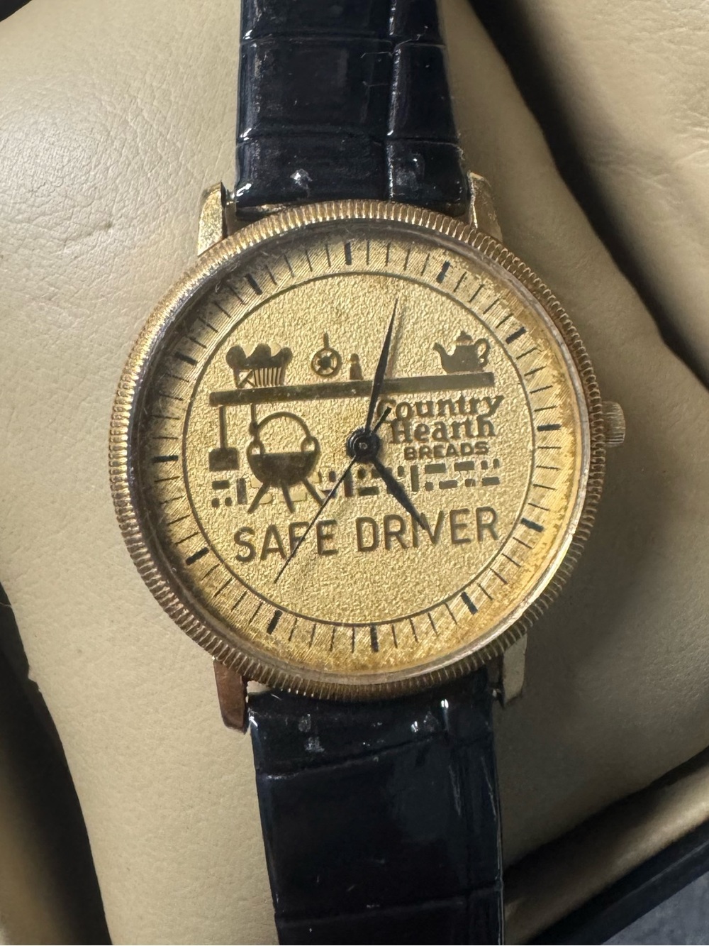 #143 Hamilton Gold Case Watch with Black Strap
